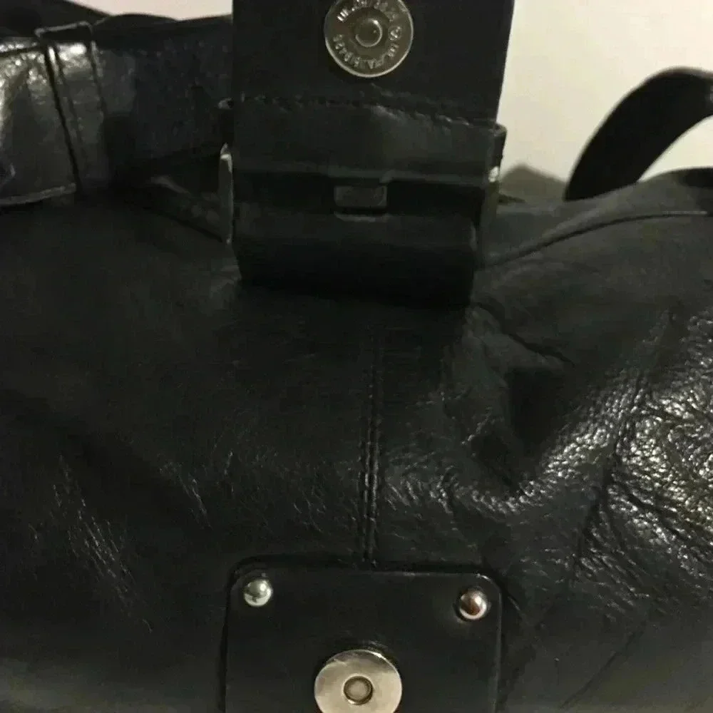 Michael Rome black pebbled leather shoulder bag